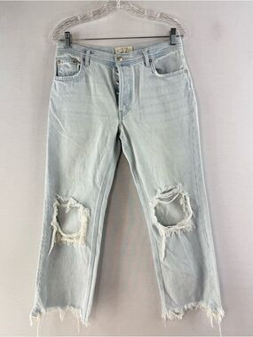 We The Free Maggie Light Wash Ripped Crop Straight Leg Jeans